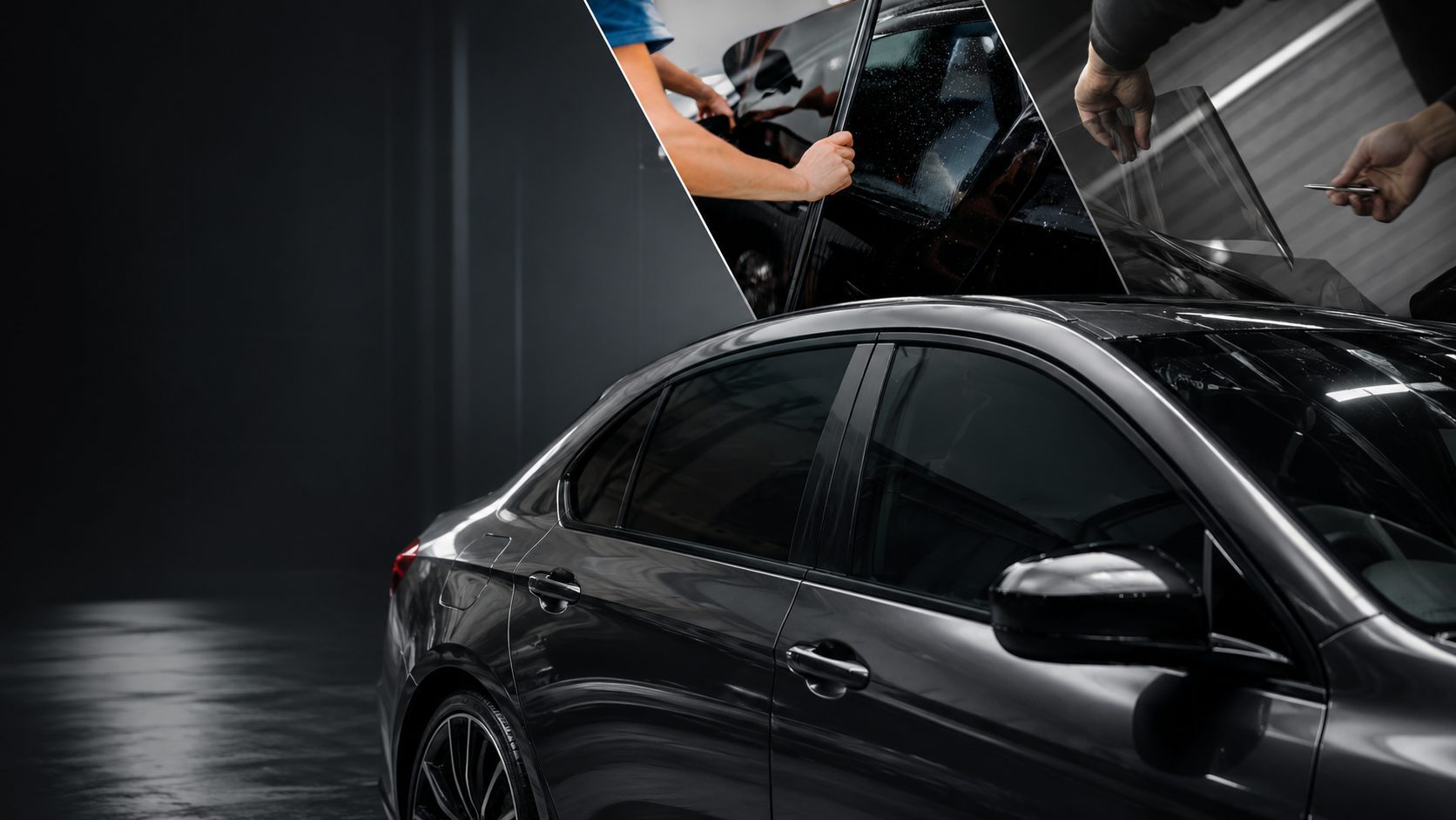 Black sedan with professionally tinted windows