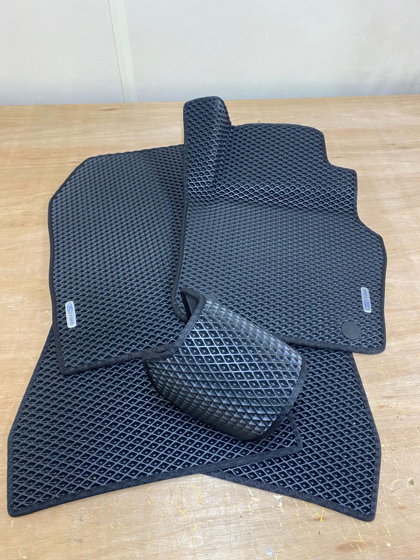Custom EVA front mat set with Ford badge and diamond texture